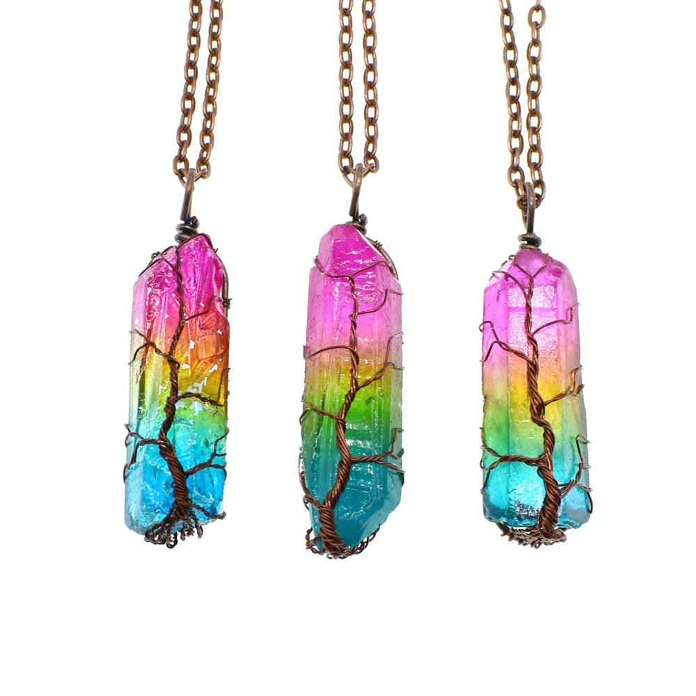 Crystal Pillar Tree of Life Pendant - Elegant & Meaningful