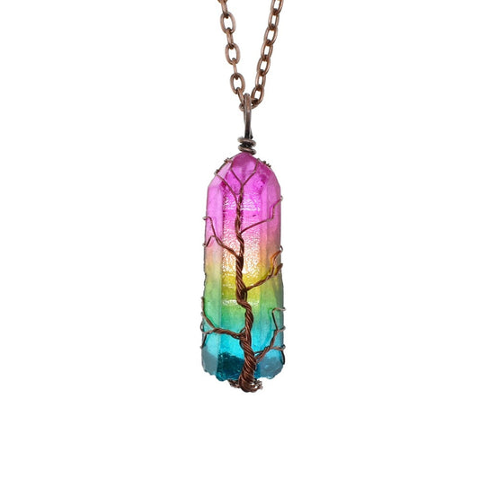 Crystal Pillar Tree of Life Pendant - Elegant & Meaningful
