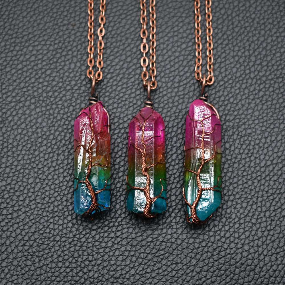 Crystal Pillar Tree of Life Pendant - Elegant & Meaningful