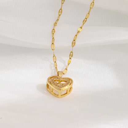 Double Love Necklace – Layered Heart Pendant with Sparkle