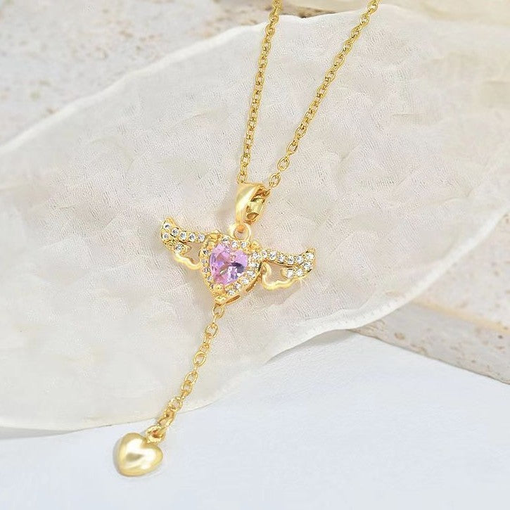 Cupid’s Whisper – Heart & Wings Pendant Necklace