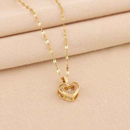 Double Love Necklace – Layered Heart Pendant with Sparkle