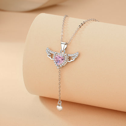 Cupid’s Whisper – Heart & Wings Pendant Necklace