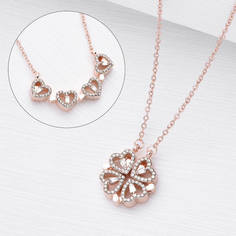 Lucky in Love – Magnetic Clover Heart Necklace