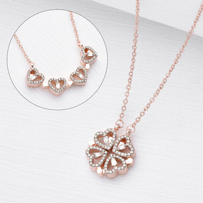 Lucky in Love – Magnetic Clover Heart Necklace