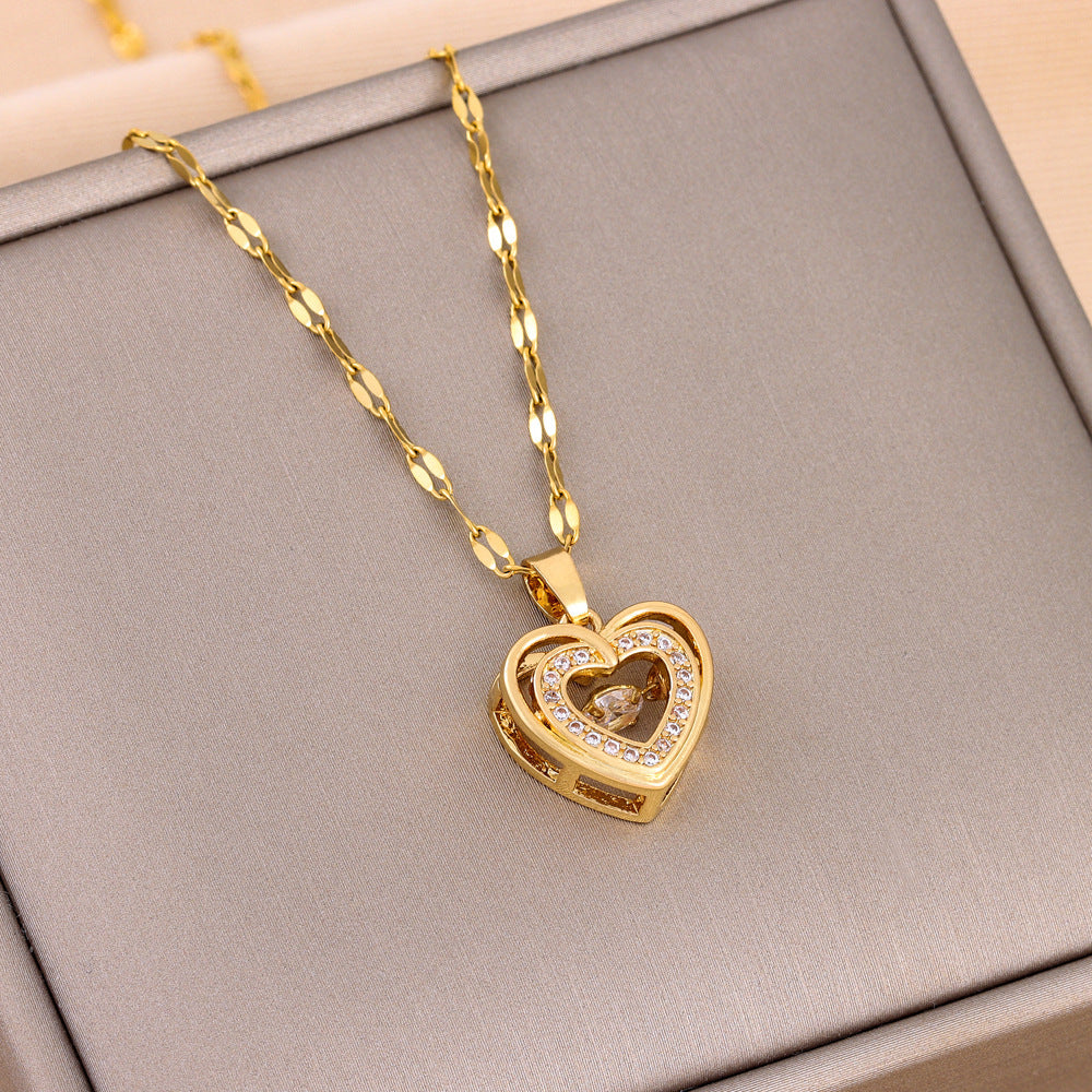 Double Love Necklace – Layered Heart Pendant with Sparkle