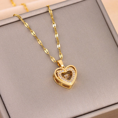Double Love Necklace – Layered Heart Pendant with Sparkle