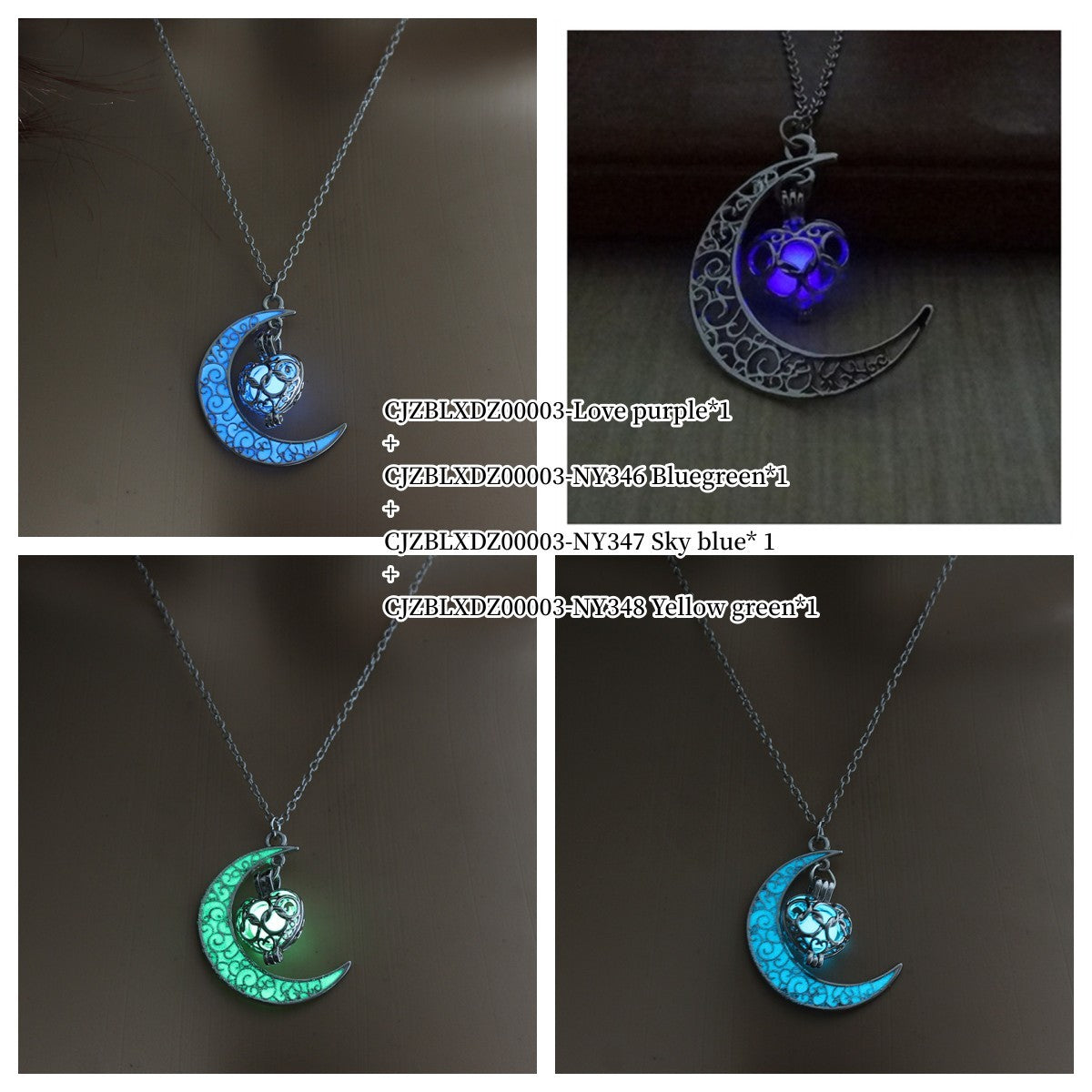 Lunar Glow Pendant – Silver-Plated Chain Necklace