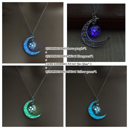 Lunar Glow Pendant – Silver-Plated Chain Necklace